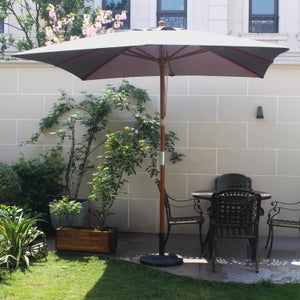 Parasol en bois carré 250x250 cm toile gris MATERA