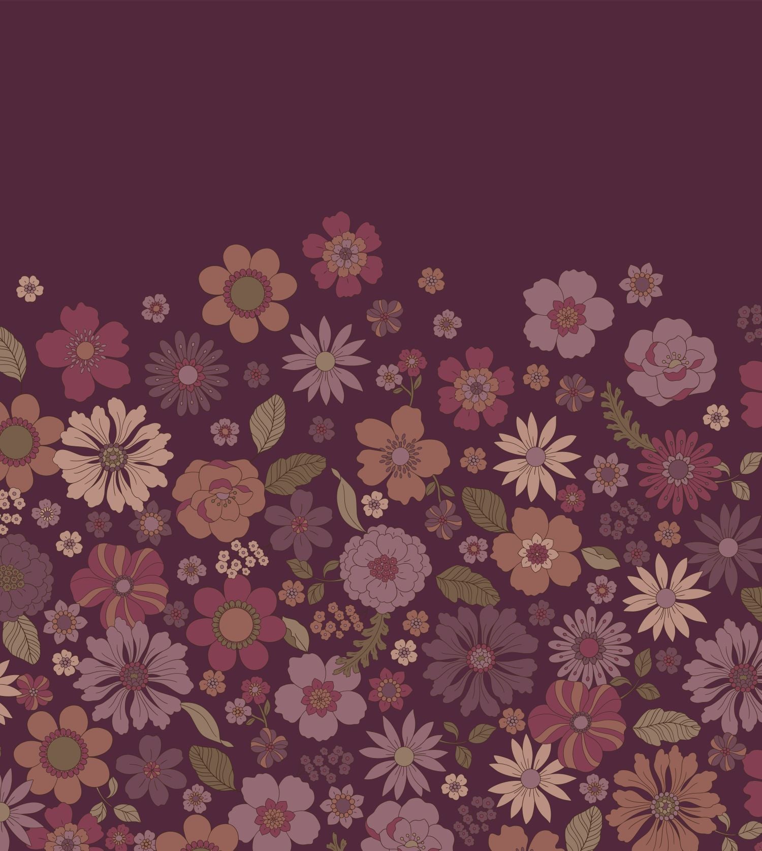 Fototapeta retro kwiaty fioletowego mauve - 2.5 x 2.79 m - ESTAHOME