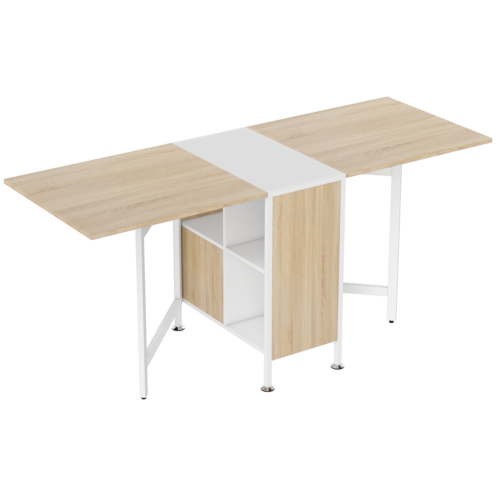 Mesa plegable de almacenaje homcom roble 169x62x75 cm