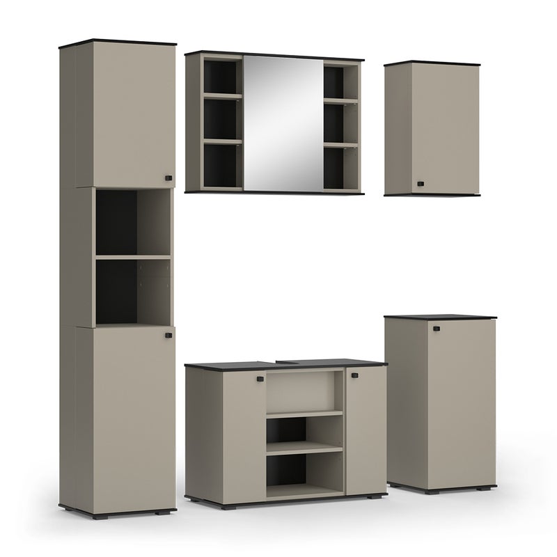 Vicco Zestaw mebli łazienkowych Joli, Szary, 5 części