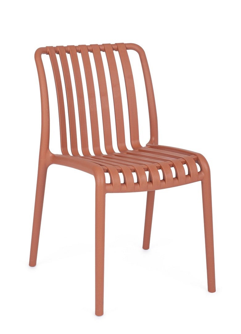 Krzesło z polipropylenu, odporne na promienie ultrafioletowe, terakota, do użytku wewnątrz i na zewnątrz