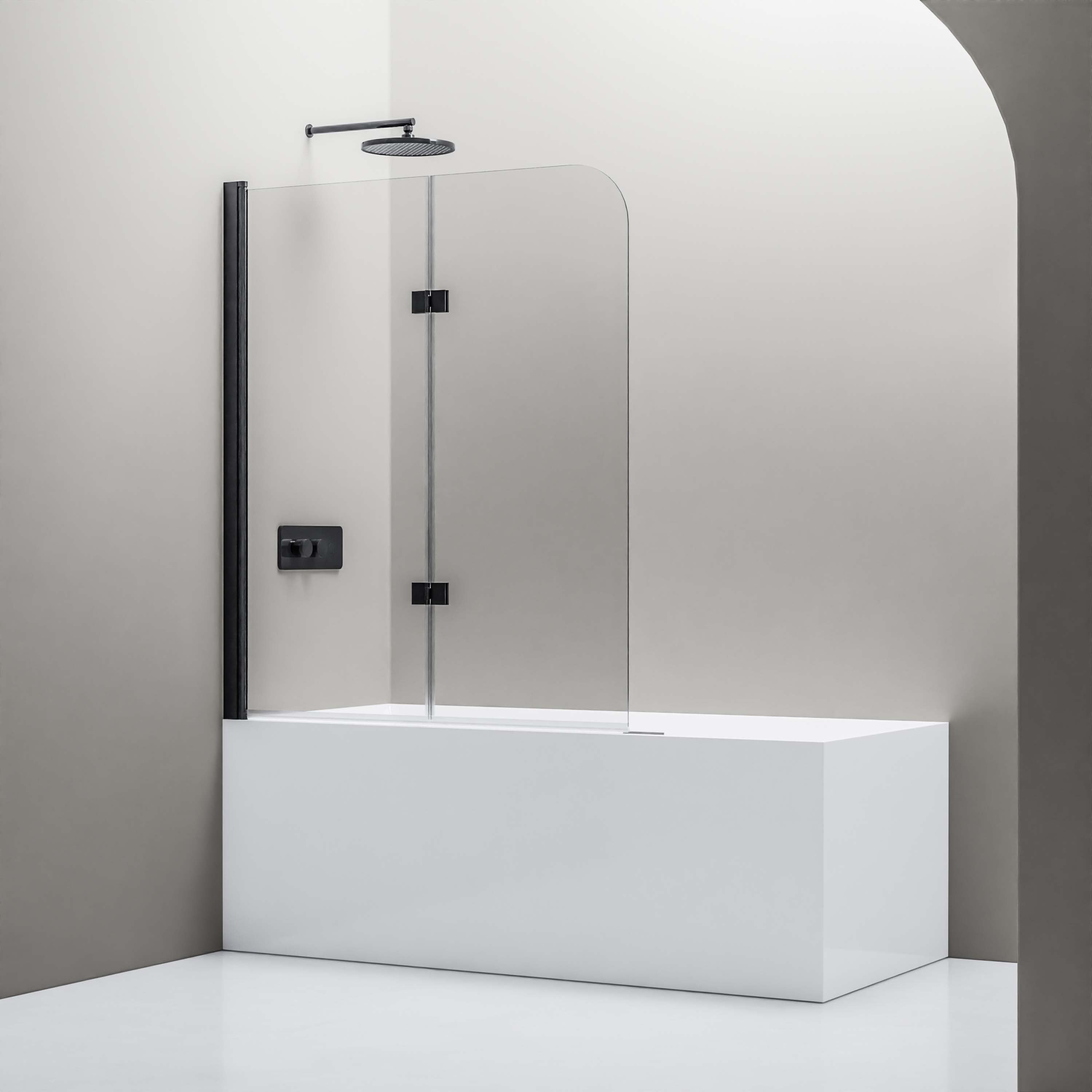 Bernstein Parawan nawannowy NT209 szkło ESG 6mm dwuczęściowy składany 120x140 czarny