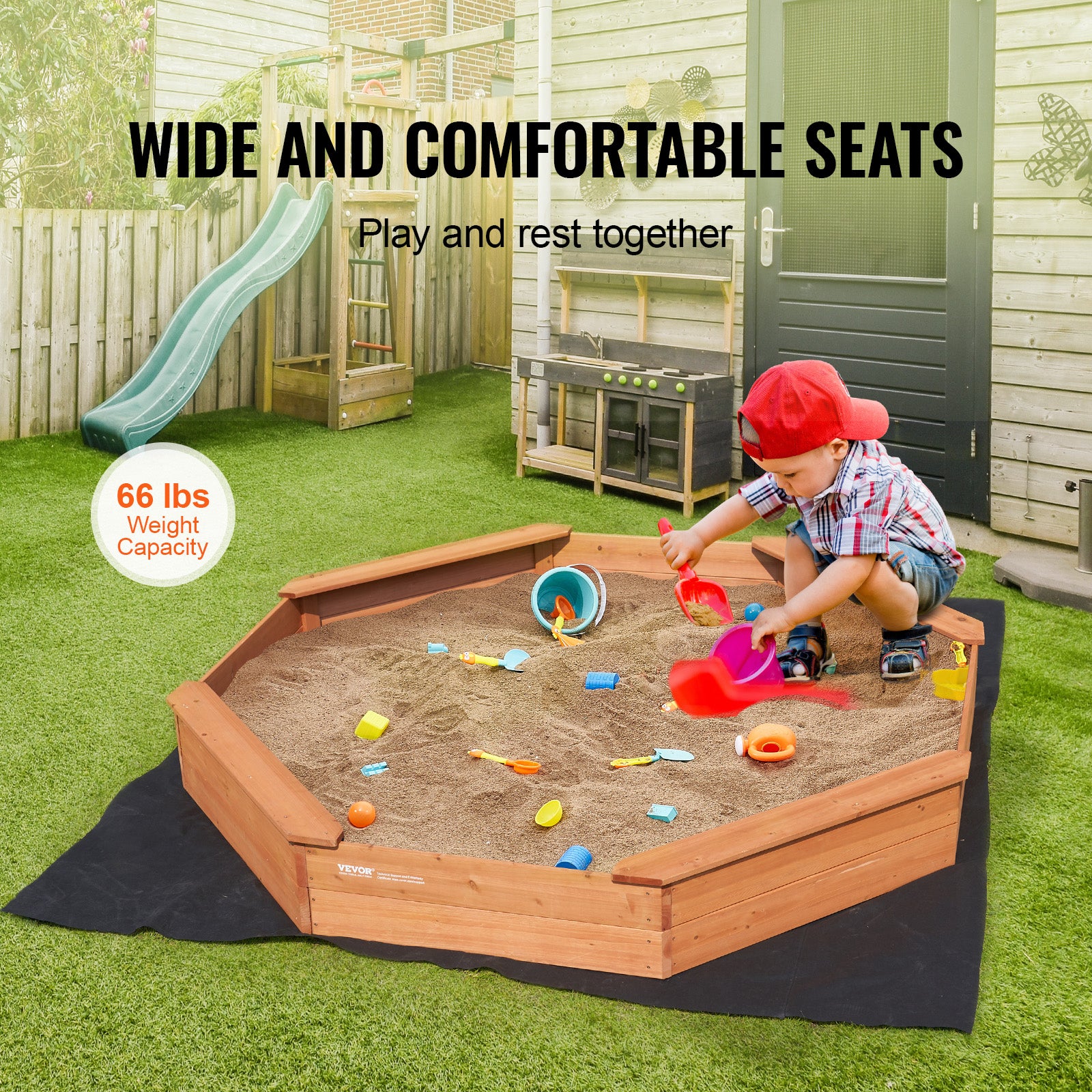 Cama de areia dobrável,VEVOR 1920 x 1920 x 230 mm,cama de areia octogonal com 4 lados e fundo duplo,jardim exterior,praia,parque - 5