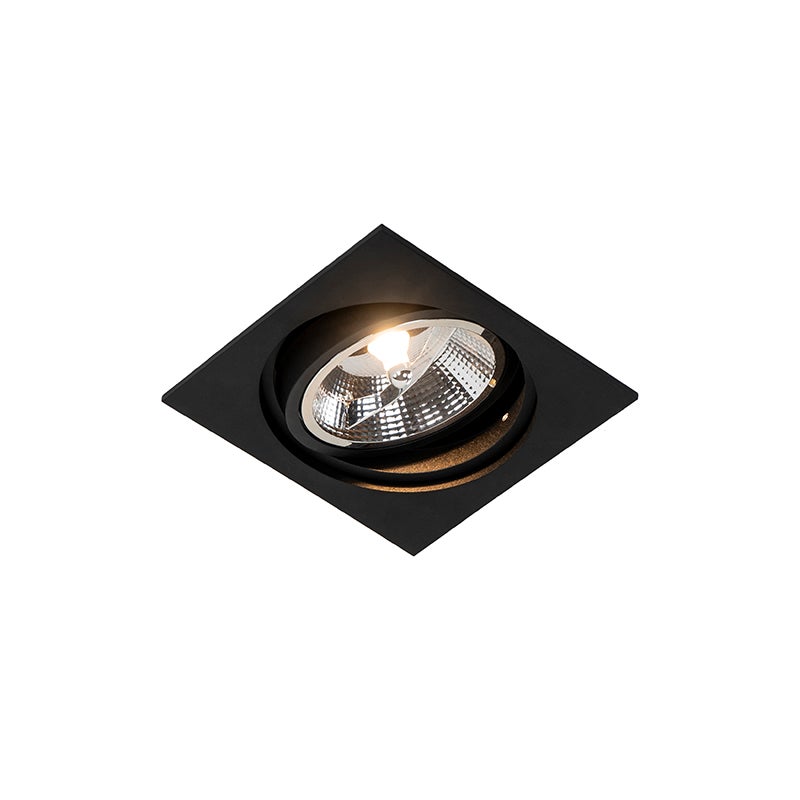 Qazqa reflektory wpuszczane - Chuck - czarny, gu10, max. 50w, kompatybilny z żarówką LED, 16cm, kwadratowy, IP20oświetlenie