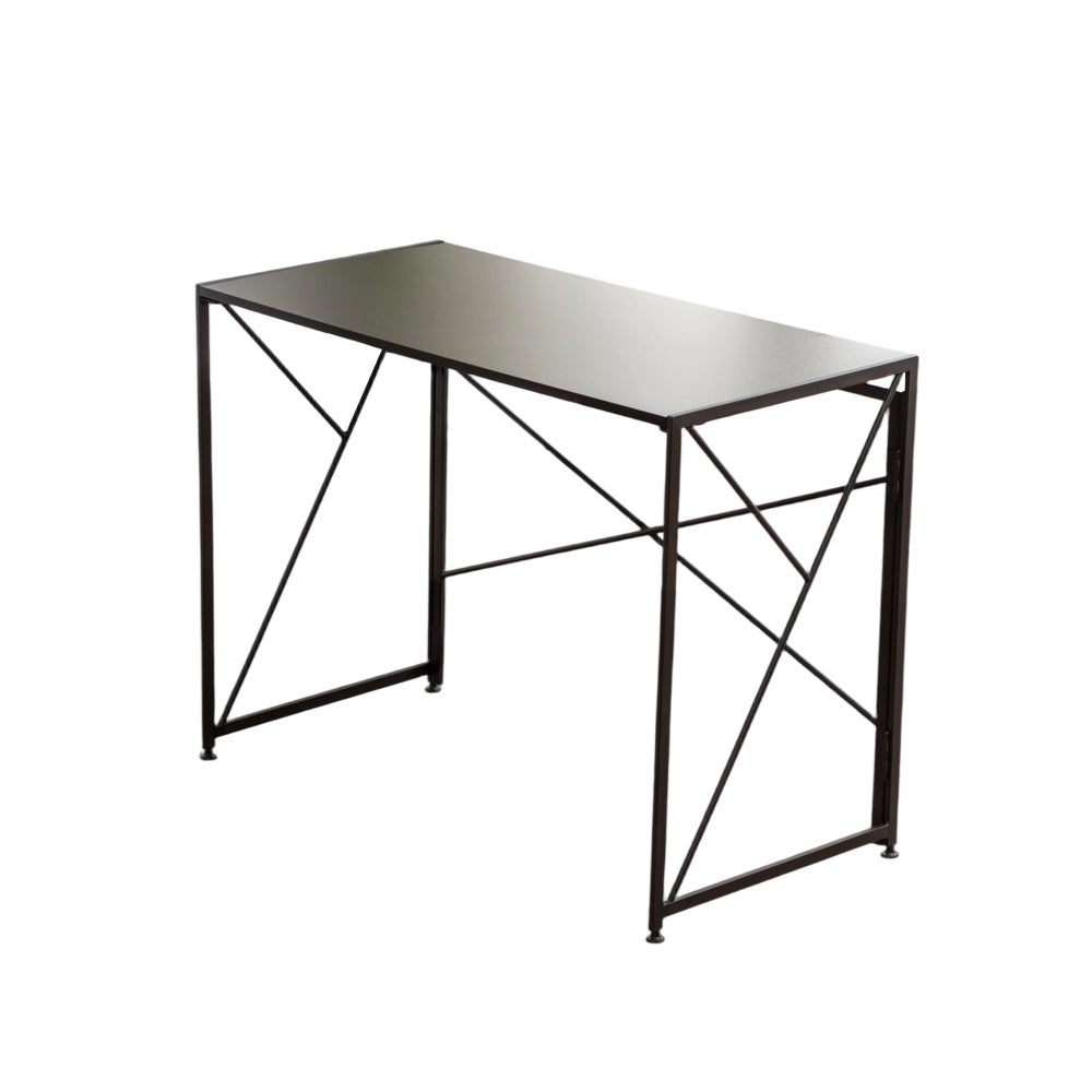 Bureau pliable noir compact, MDF résistant à l’eau, multifonction pour petits espaces et home office - 2