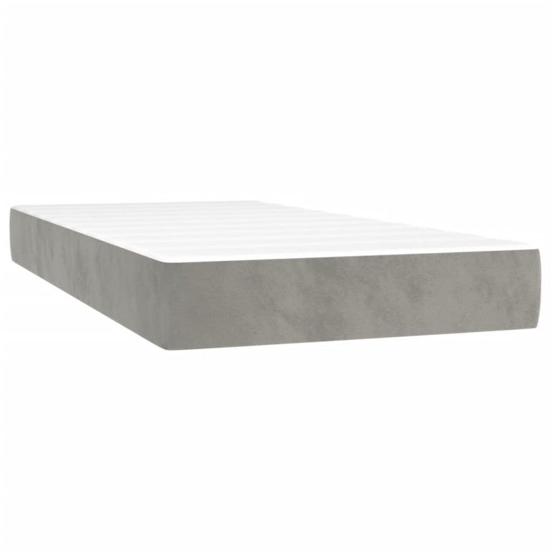 Colchón de muelles ensacados firmeza media terciopelo gris claro 80x220x20 cm vidaXL - 2