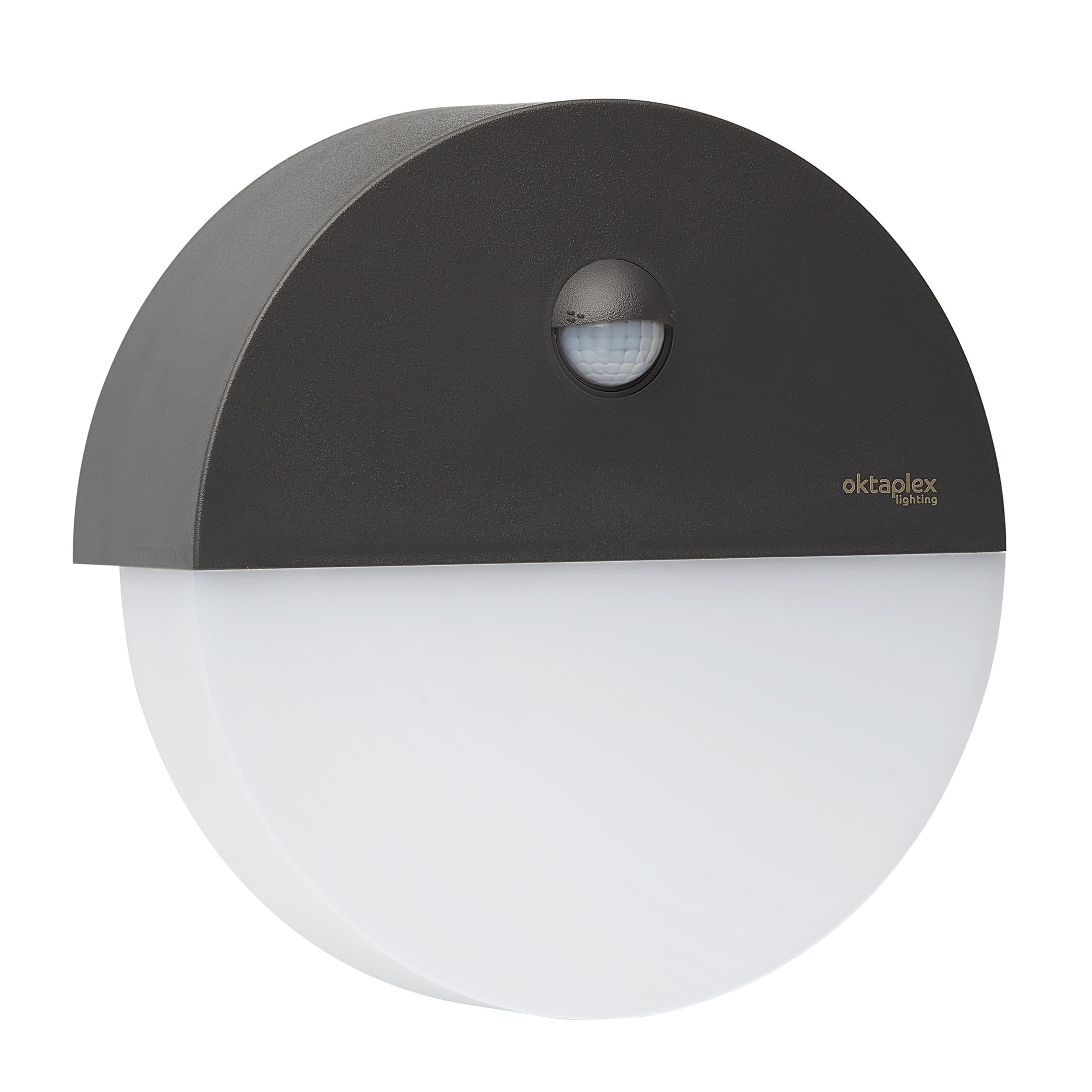 Lampe LED Extérieure Ovale Avec Détecteur De Mouvement - 10W, IP54 - Blanc/anthracite - Neuf