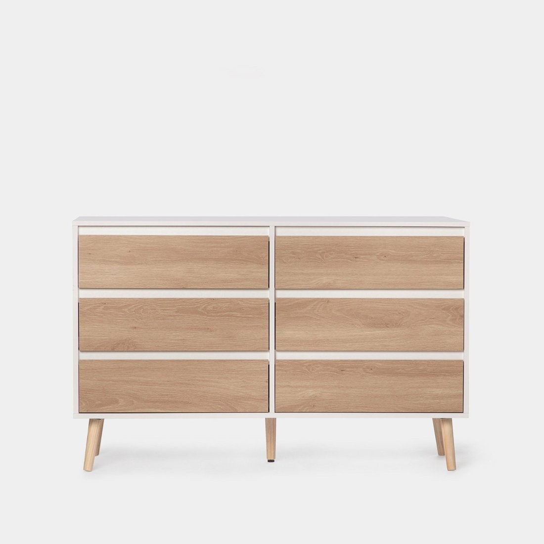 Commode à 6 tiroirs en bois blanc et naturel Kemi - 3