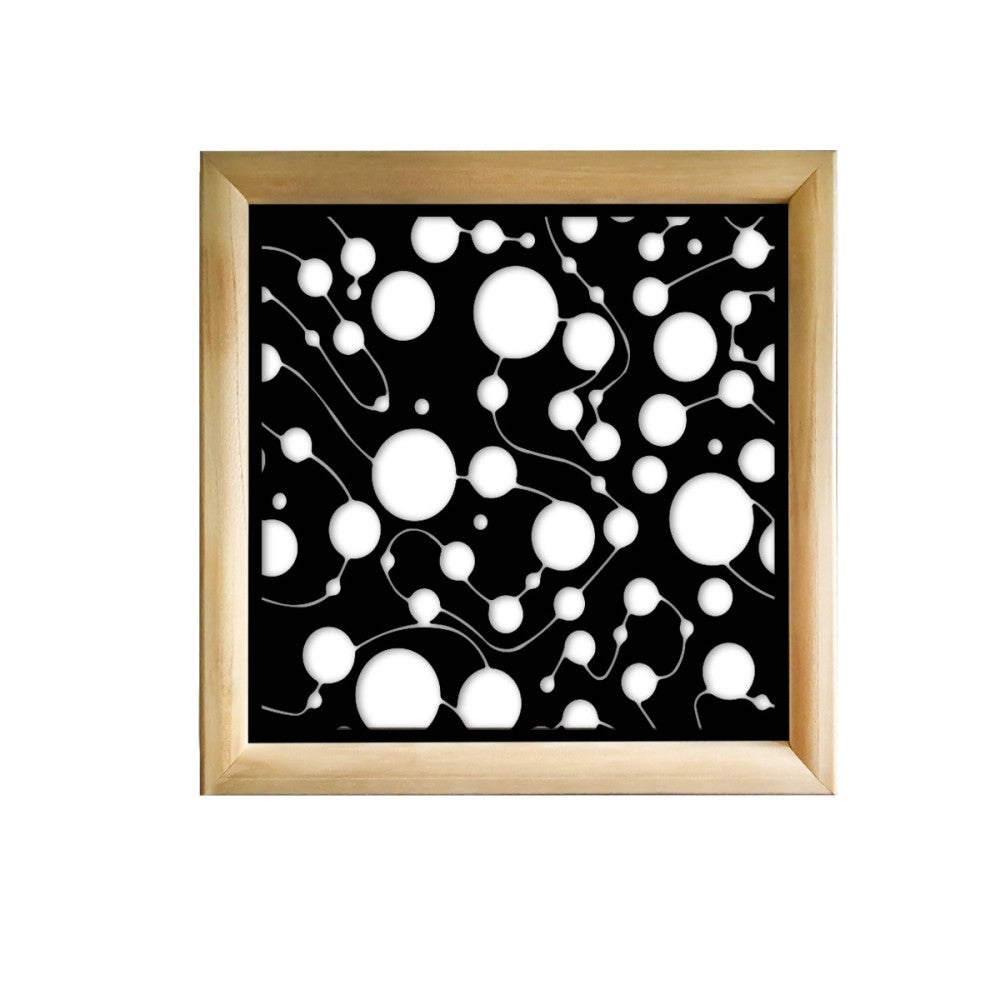 BAKTERIA - Kwadratowe moduły dekoracyjne z drewna i PCV - Rozmiar 98x98 cm - Grubość 64 mm - Kolor wewnętrzny CZARNY