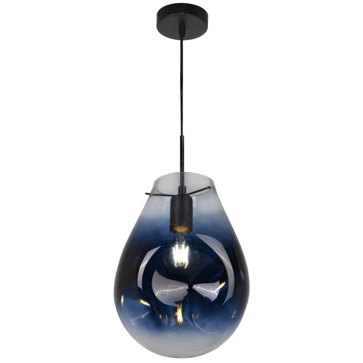 Lampa wisząca Kimberly niebiesko-czarna 1xE27x20W wym: 120 x 20 x 20 cm szkło Polux