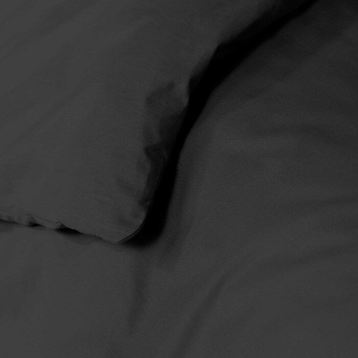 Housse de couette 2 personnes 240 x 220 cm uni 57 fils lina Noir - 2