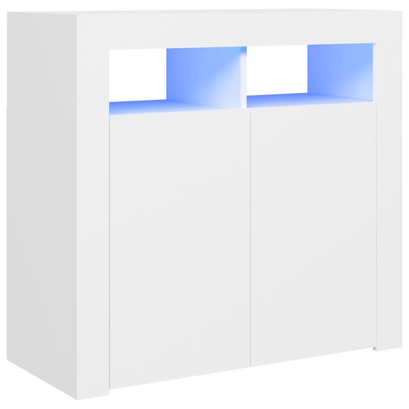 vidaXL Credenza con Luci LED Bianca 80x35x75 cm - 2