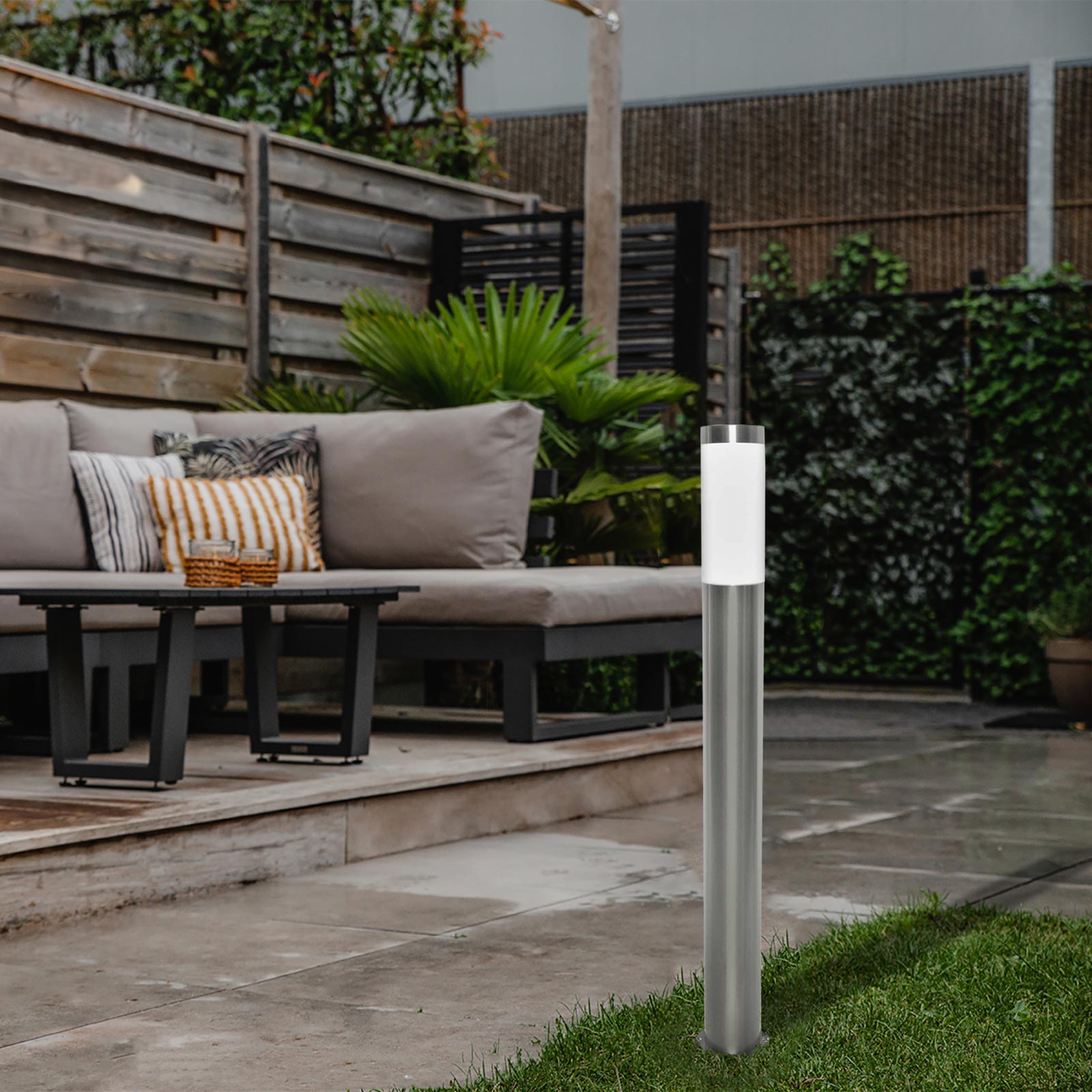 TOKYO Lampione LED attacco E27 acciaio inox palo 80cm impermeabile esterni luce giardino viale sentiero cortile 230V MISURA 80CM - 6