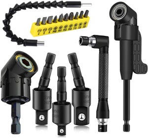 Perceuse D'angle ESTVIIG, Mandrin à Angle Droit 90°Degrés, Mandrin Coude De Perceuse à Dégagement Rapide Embout Visseuse Adaptateur De Foret De Mandrin Renvoi D'angle Droit Pour Perceuse