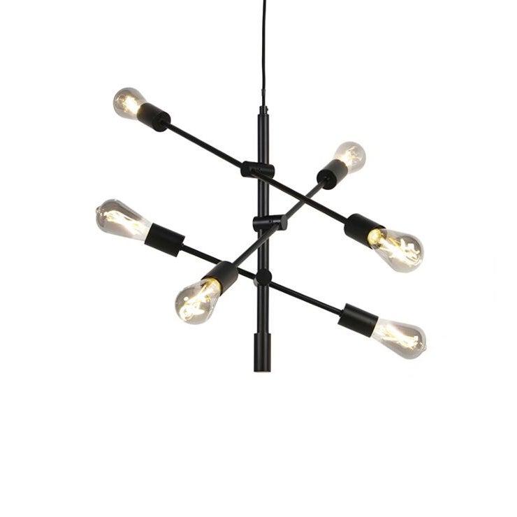 Inteligentna lampa wisząca industrialna czarna z 6 WiFi ST64 - Sydney