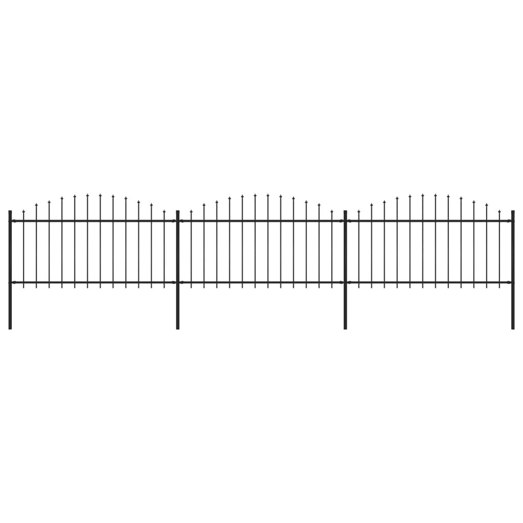 Clôture de jardin avec dessus en forme de lance en acier 537 x 150 cm Noir vidaXL - 7