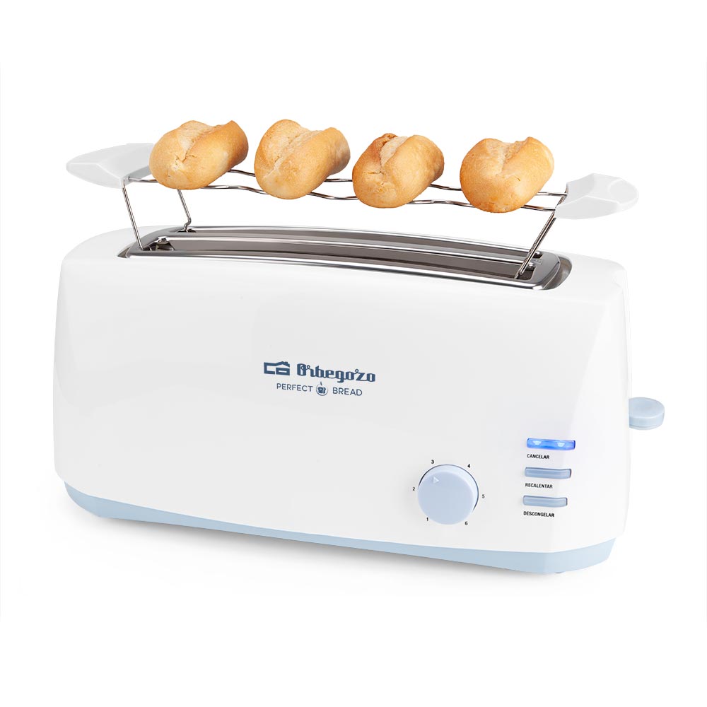 Orbegozo Tostadora De Ranura Larga To 4500 De 1400W Para 4 Tostadas, 6 Niveles De Tostado, Calienta Panecillos Y Bandeja Recogemigas Dorado , Leroy Merlin