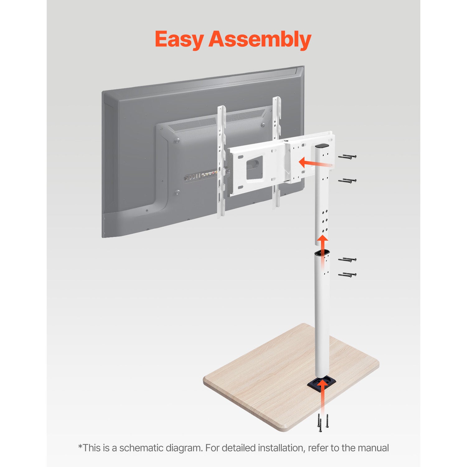 Support TV SucceBuy mobile a roulettes, compatible avec ecrans de 812,8 a 1778 mm, rotation laterale a 25°, capacite 45 kg, VESA jusqua 600 x 400 mm - 6