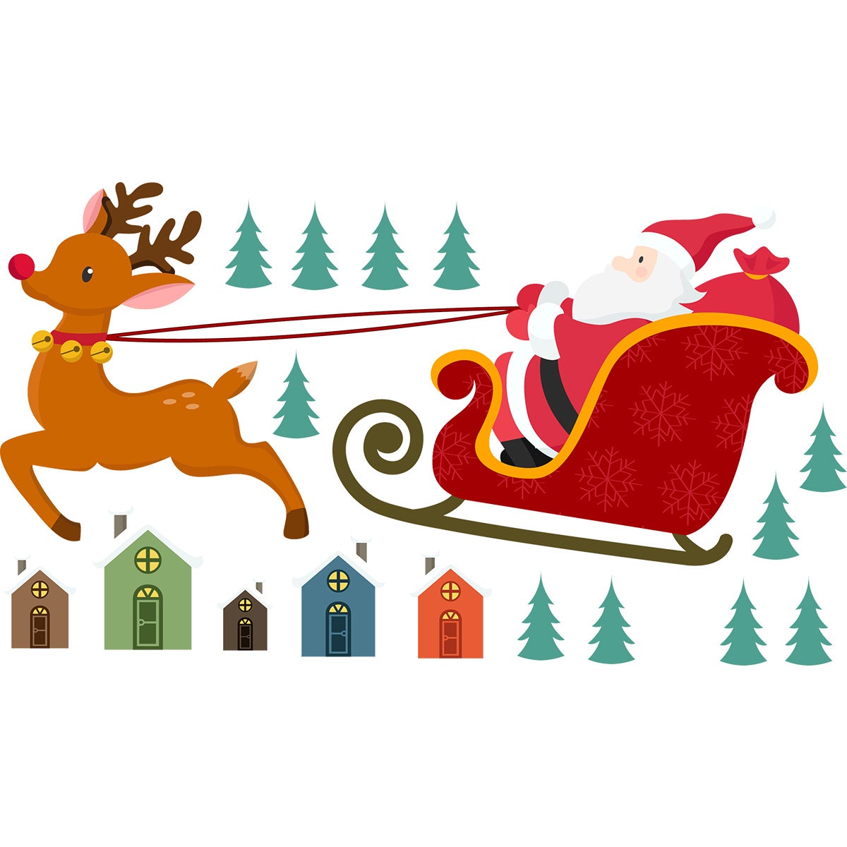 Sticker Noël le Père Noël en plein vol - Autocollants stickers adhésifs noël - décoration fêtes - 30x50cm - 4