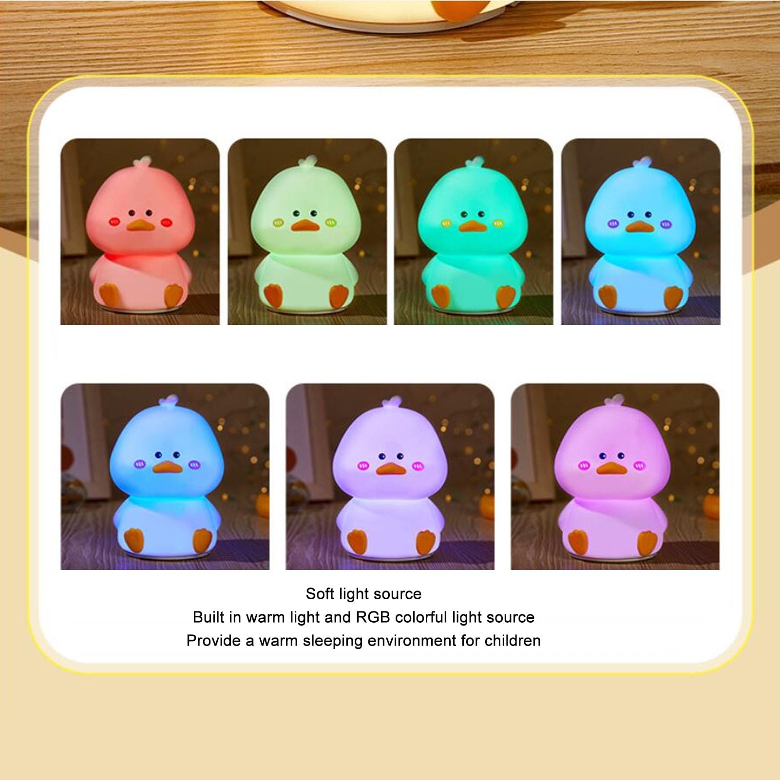 Luce notturna in silicone anatra per bambini con timer Lampada touch dimmerabile ricaricabile USB Camera da letto per dormire Decorazione animale dei cartoni animati Regalo  39