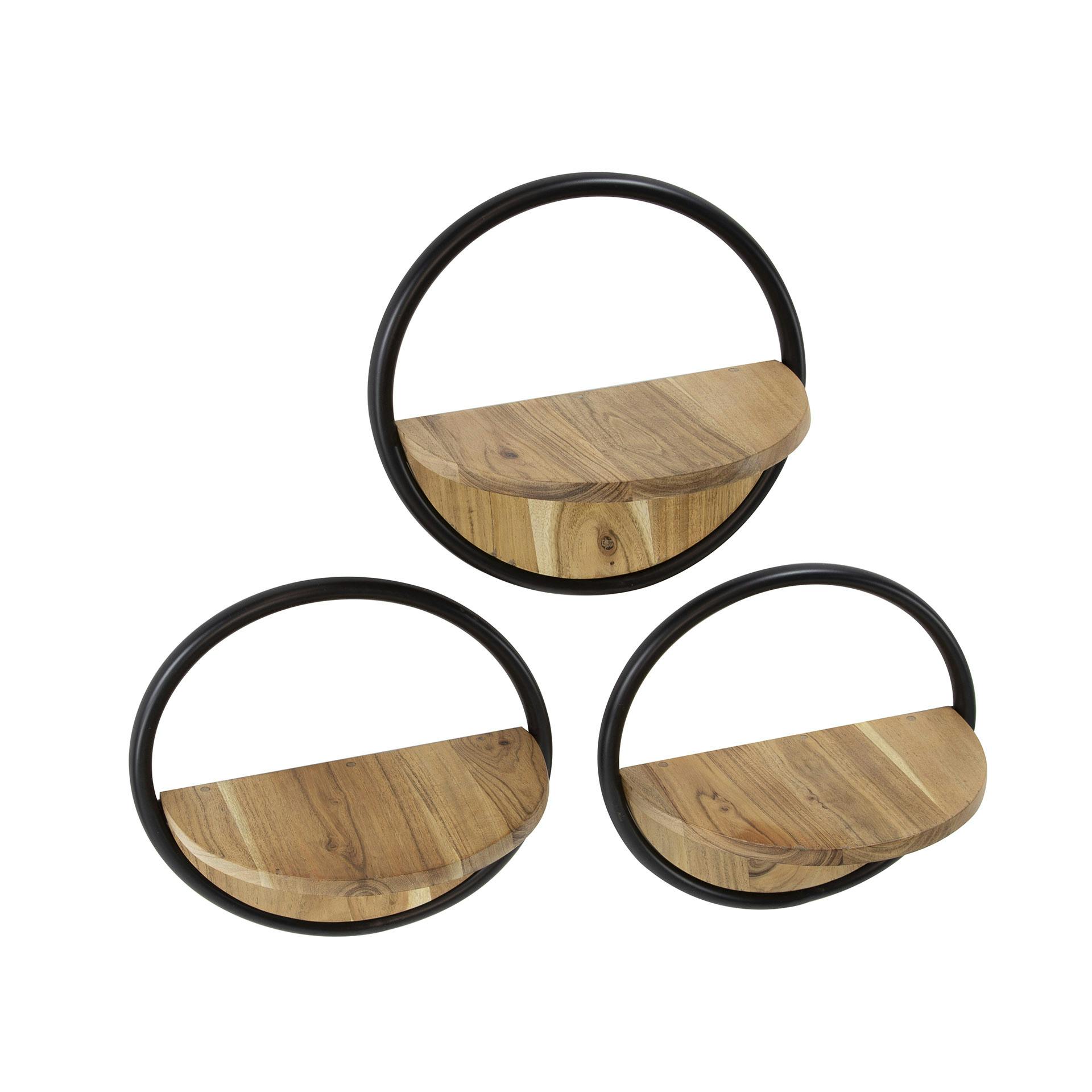 Etagère murale ronde en bois d'acacia Ø 35 cm (lot de 3) MELBOURNE - 3