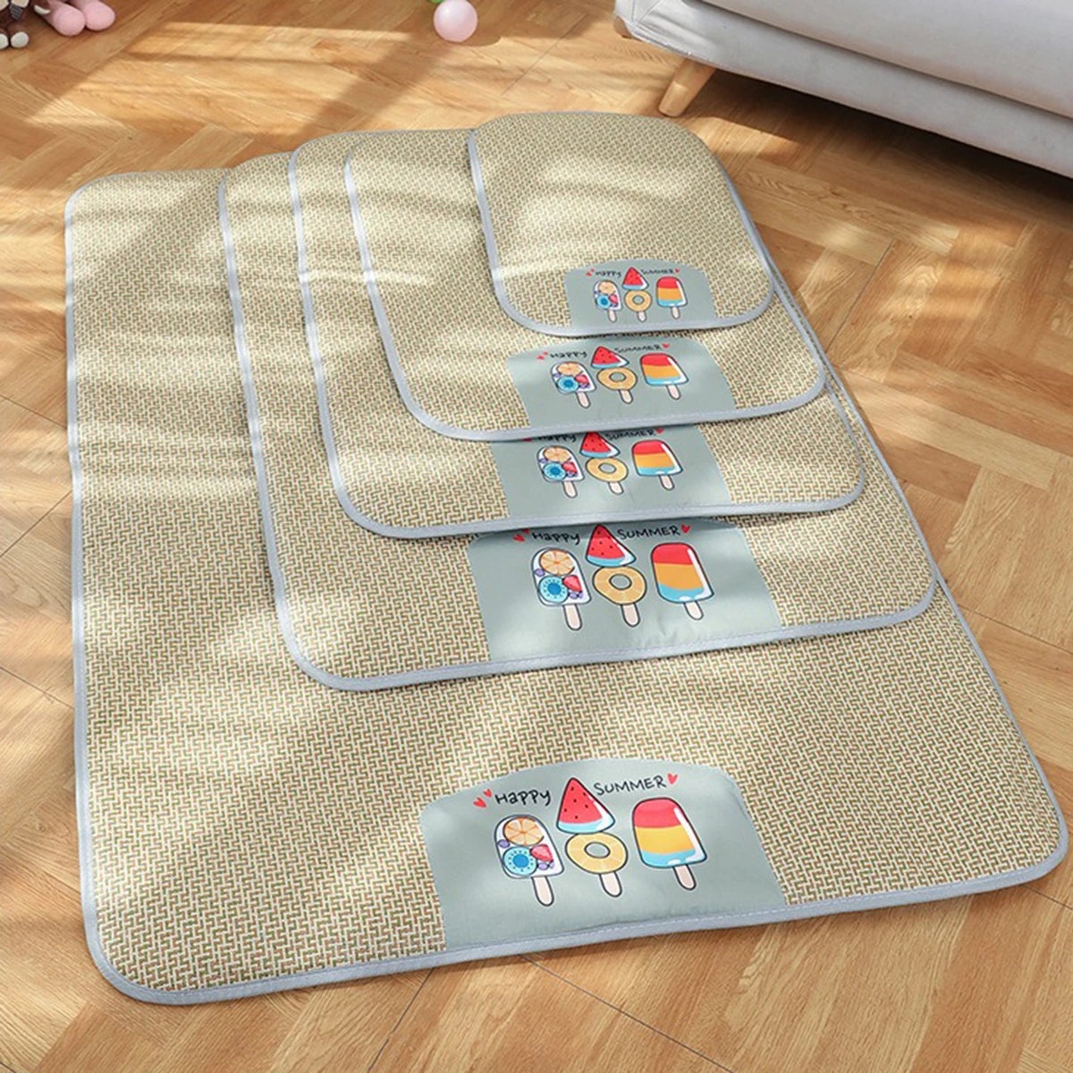 Tapis rafraîchissant pour animaux, tapis d'été rafraîchissant, tapis en rotin, convient aux chats et aux chiens, antidérapant, 45 x 35 cm - 7