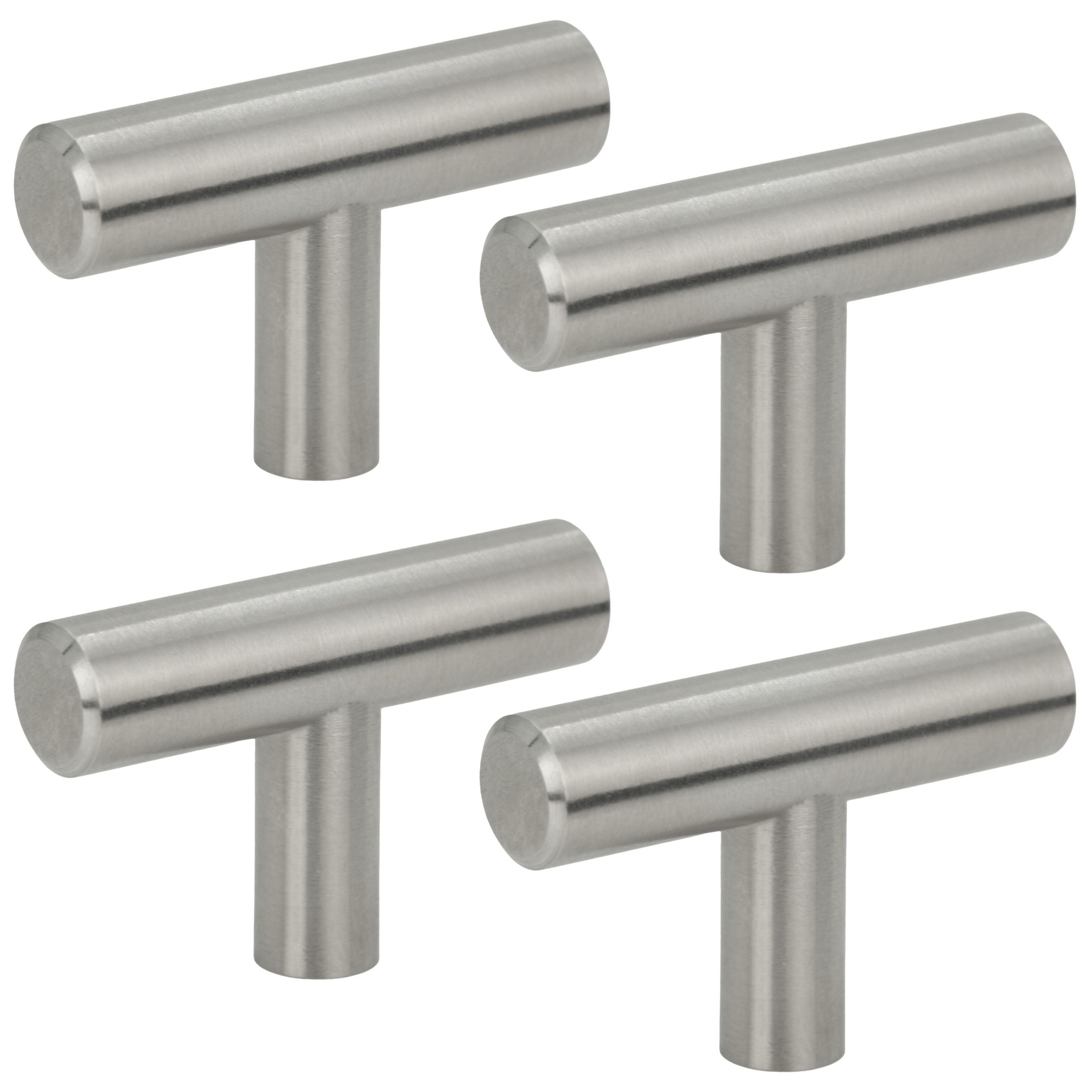4 x Gałka meblowa reling metalowa 5 cm srebro szczotkowane