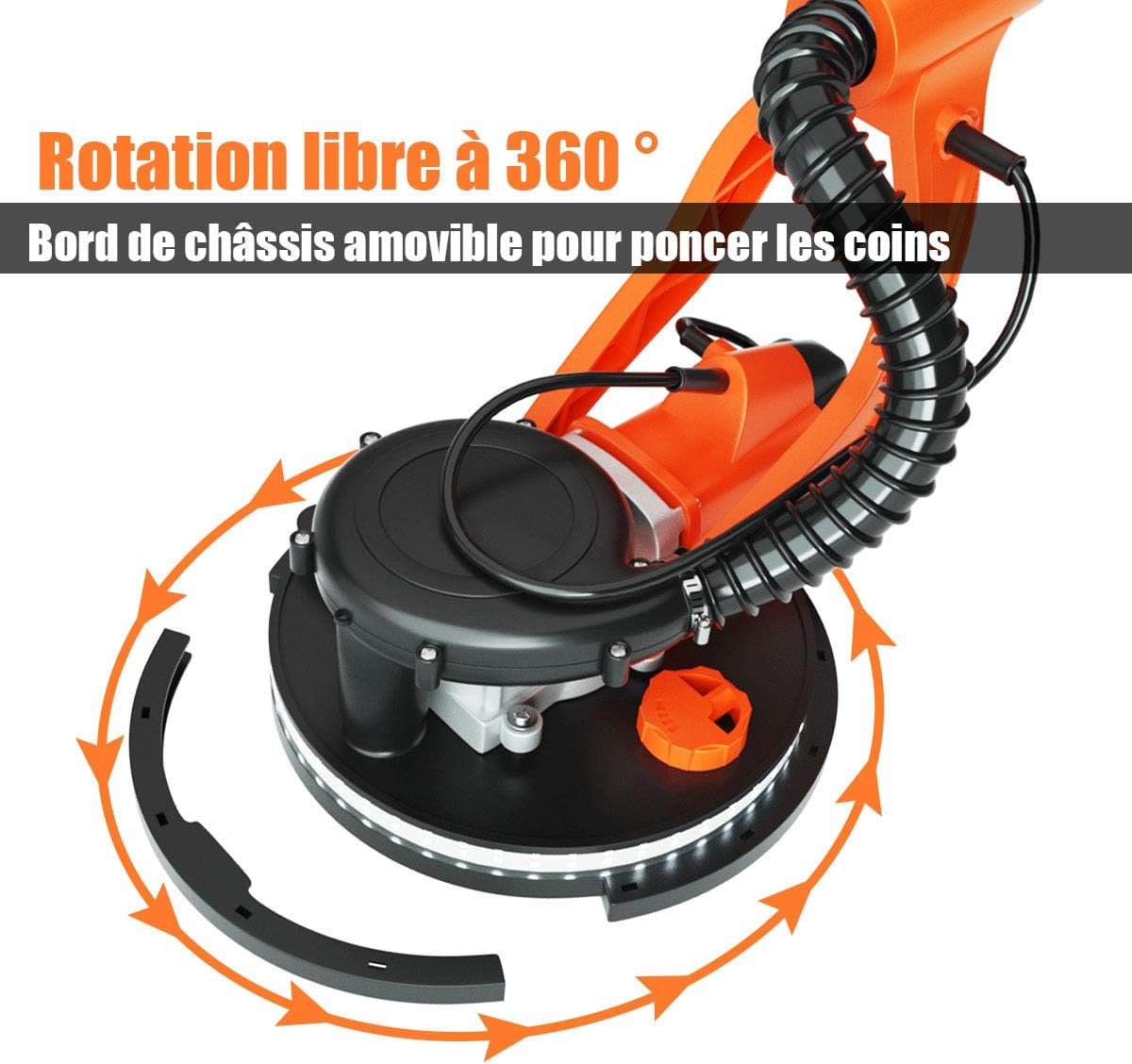 Ponceuse Girafe Murale 750W pour Mur et Plafond, 12 Disques Abrasifs Ø225MM, 6 Vitesses à 1500RPM, 80 Lumières LED, Manche Télescopique - 6