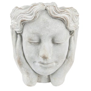 Pot De Fleurs Rond En Céramique Clayre & Eef - Blanc Et Rose - Diamètre 12 Cm, Hauteur 11 Cm - Pour Intérieur