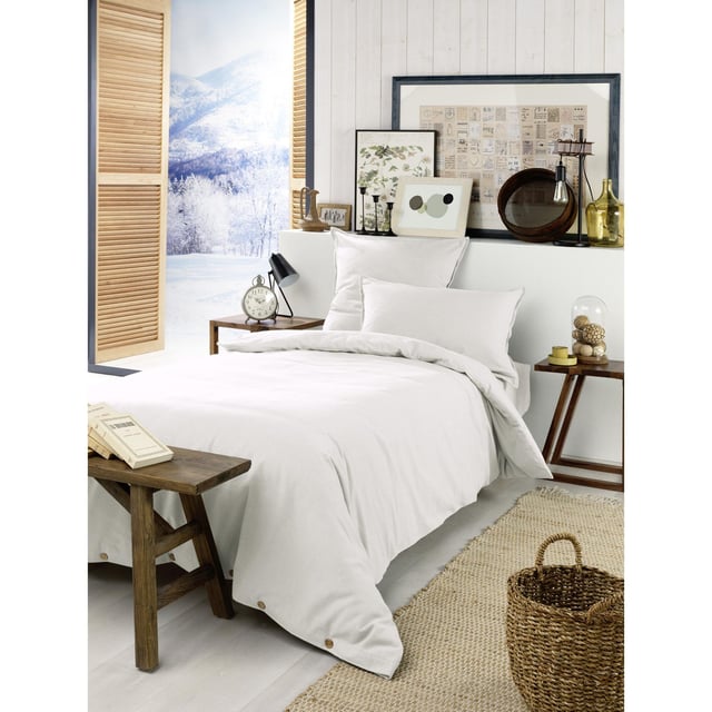 Housse de Couette Chaude 140 x 200 cm – Flanelle 100 % Coton – Candice Blanc