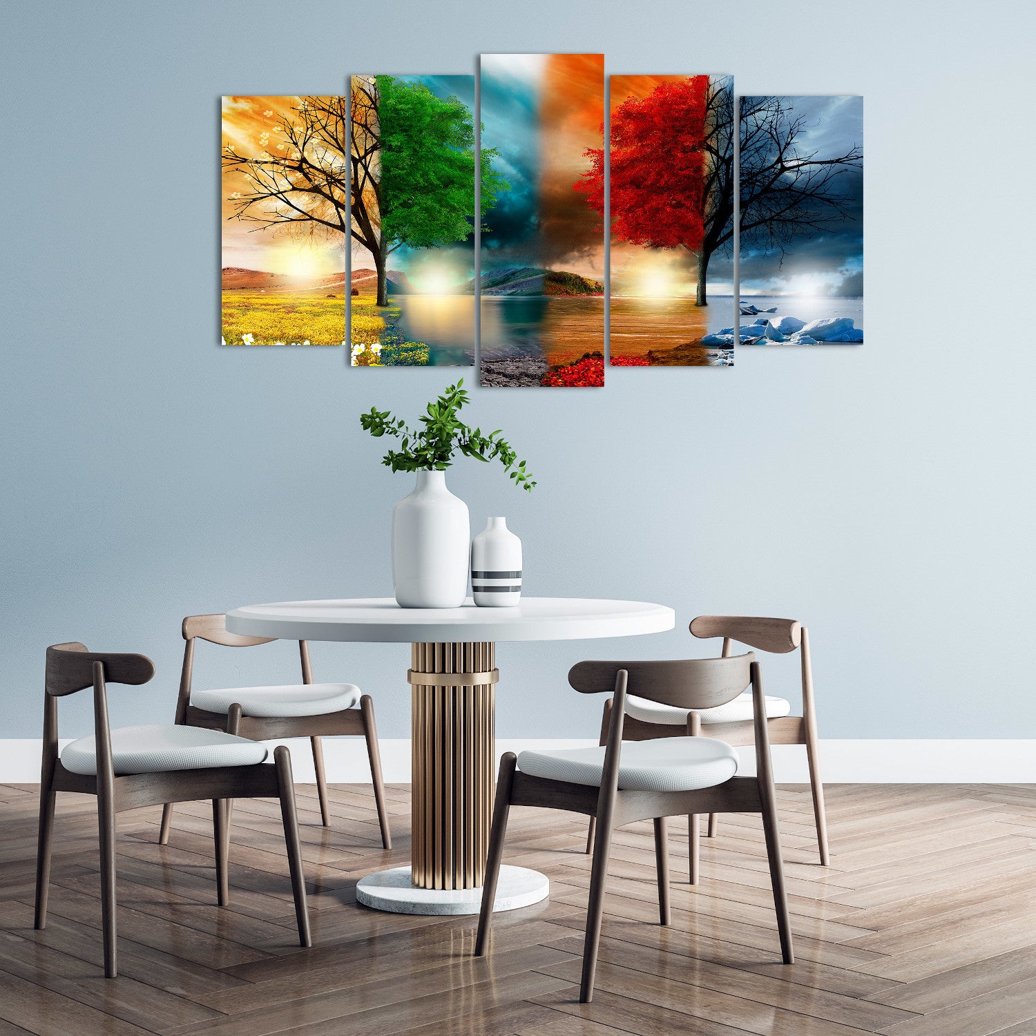 DekoArte - Impression Sur Toile Moderne | Décoration Salon Chambre | Paysage Quatre Saisons Arbres | 150x80cm - 3