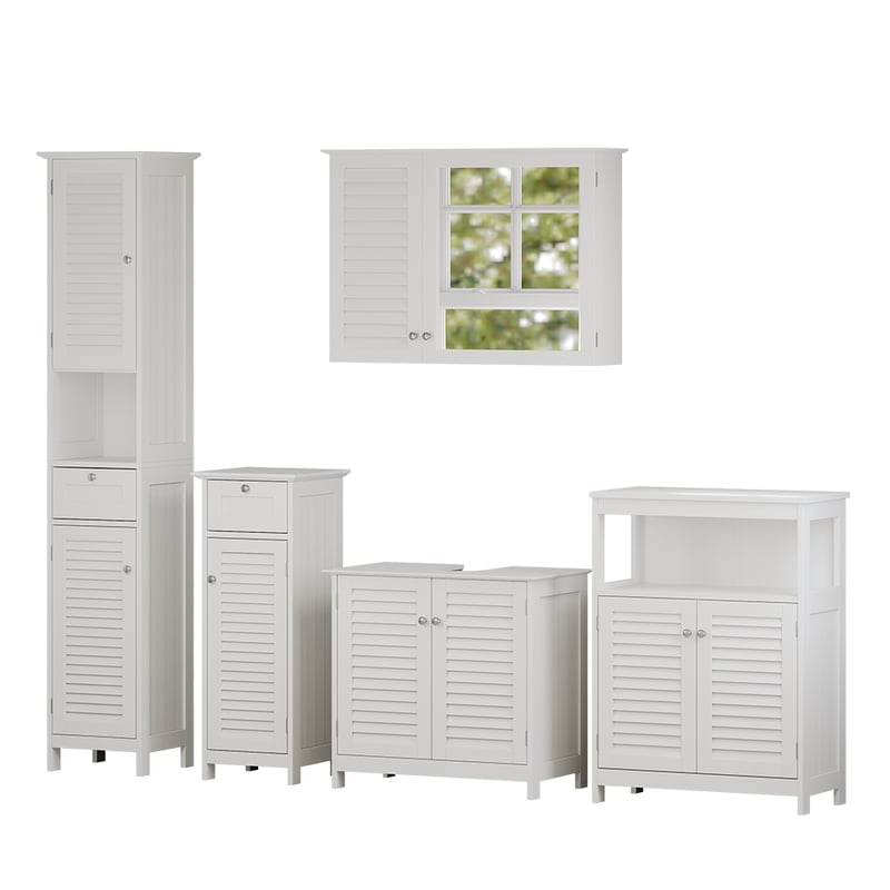 Vicco Zestaw mebli łazienkowych Riad, Biały, 5 części, jednostka podstawowa z półką pośrednią