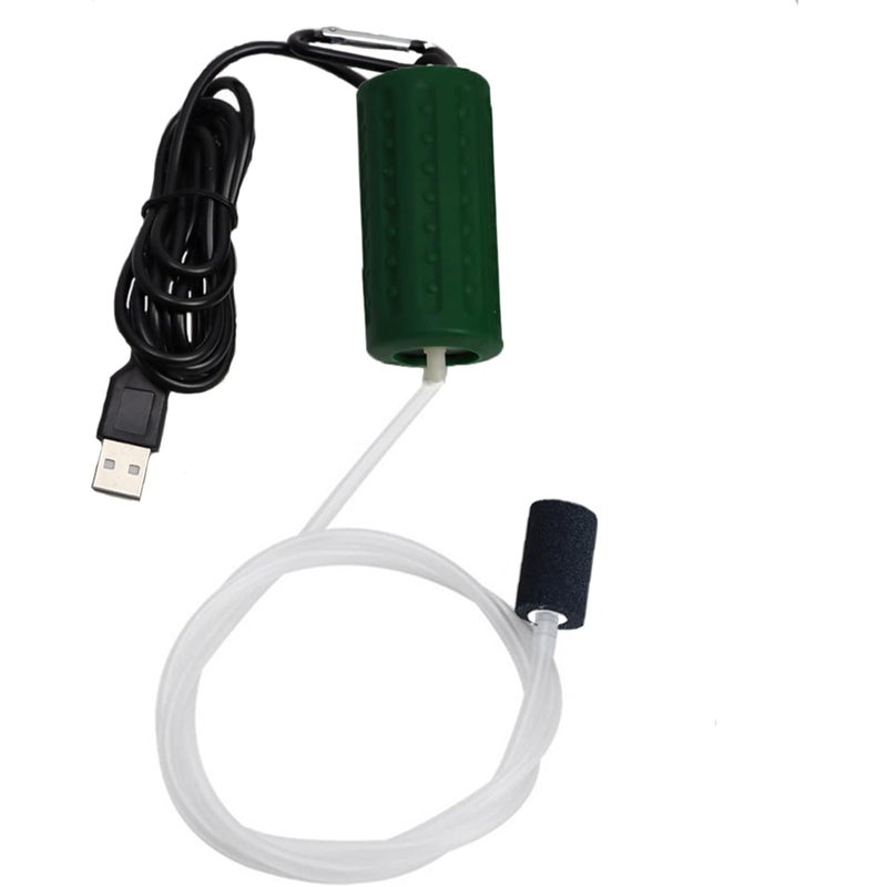 Miniaturowa pompa tlenowa USB, cicha pompa powietrza do akwarium, przenośna pompa tlenowa do akwarium, akwarium, zielona
