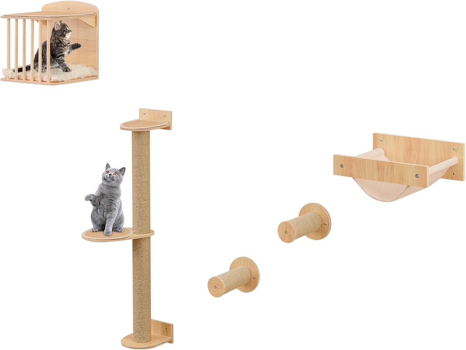 Arbre a Chat Mural, Poteaux à Griffer en Sisal, 2 Plateformes, 2 — free download