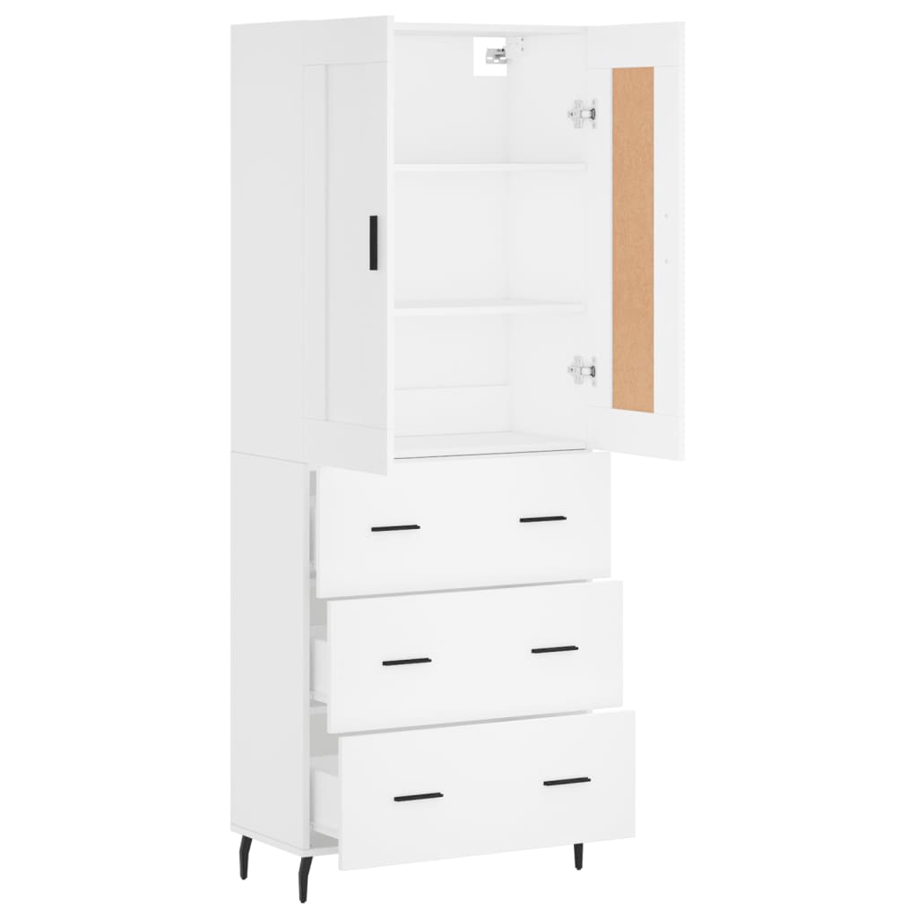 Buffet haut Blanc 69,5x34x180 Bois d'ingénierie - 4