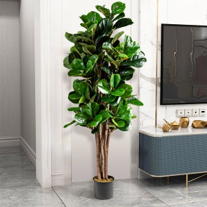6PZ Foglia di Violino Artificiale Albero di Fico 19,6 Pollici Piante Finte 6966