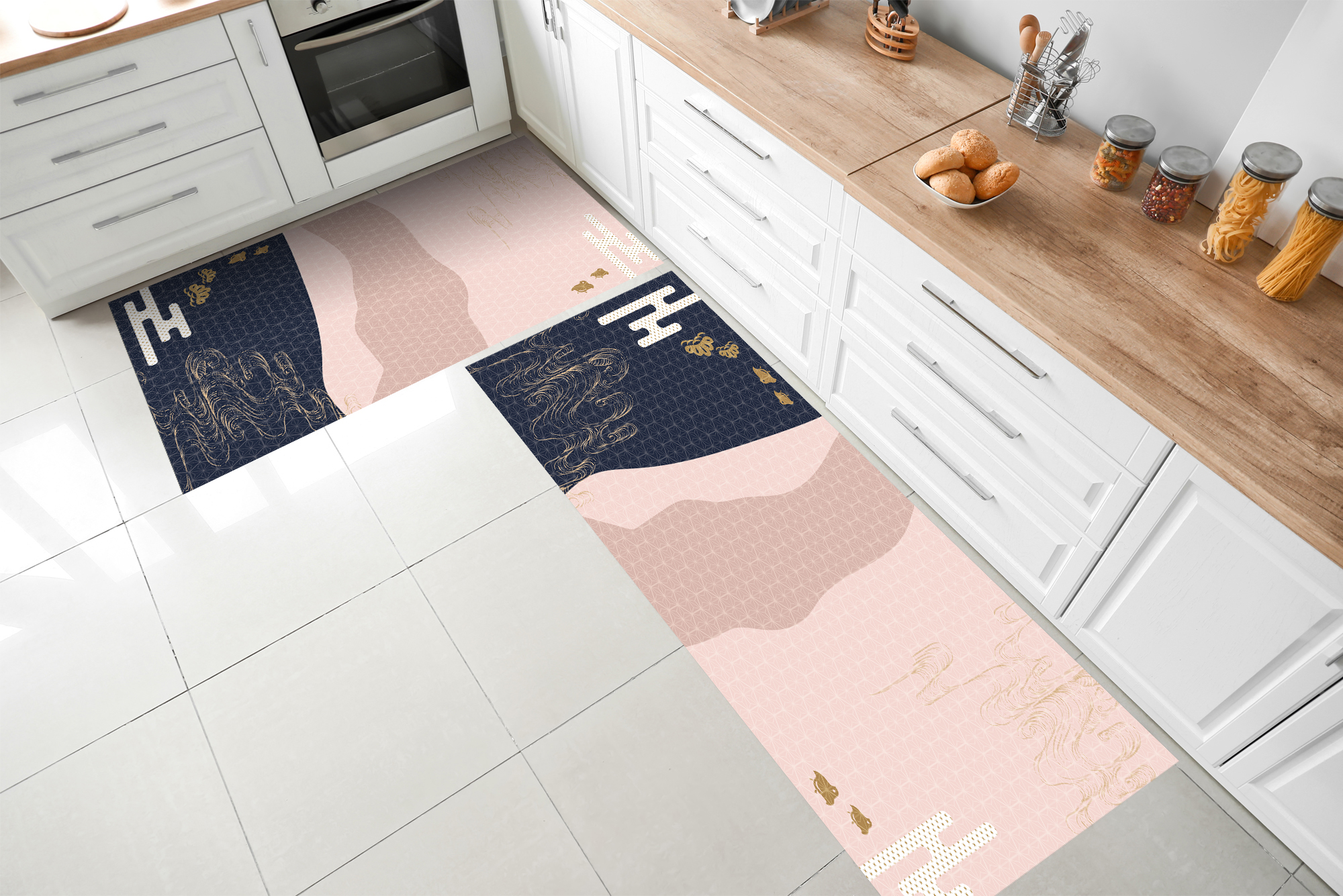 Alfombra de vinilo, okinawa 66x150 cm - pvc antideslizante, lisa impresa, vinilica para cocina o salón, lavable