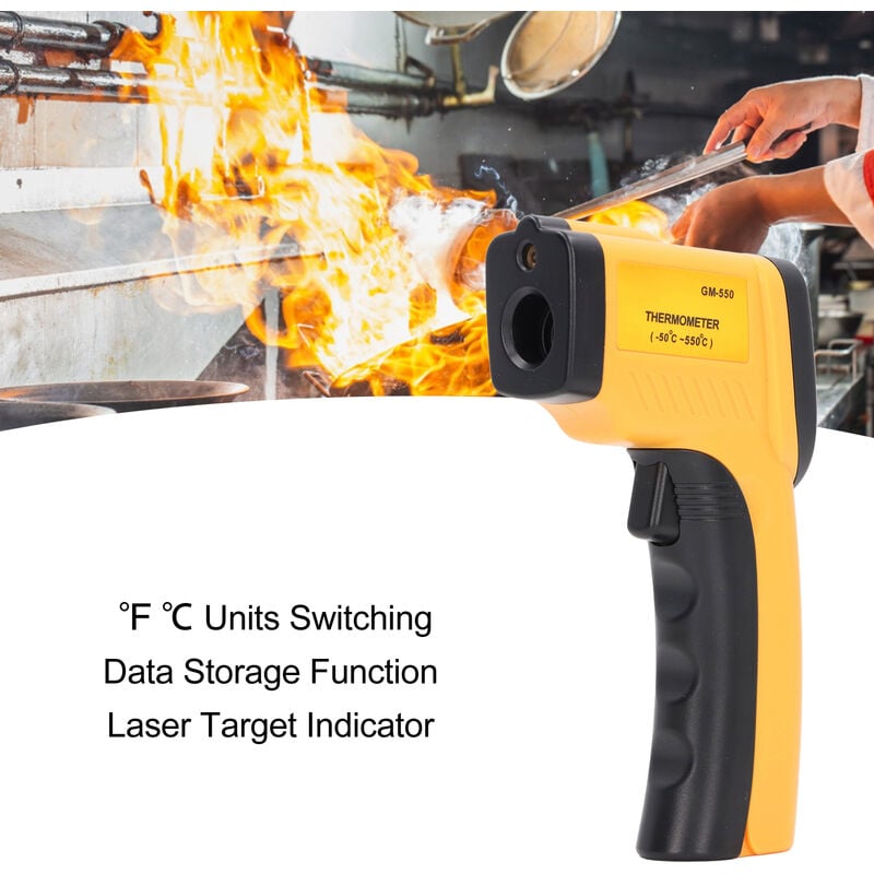 SJLERST Thermomètre Infrarouge, Sans Contact Laser Thermomètre Infrarouge de -50°C à 550°C, Ecran LCD Rétroéclairé (Pas pour l'homme) - 4