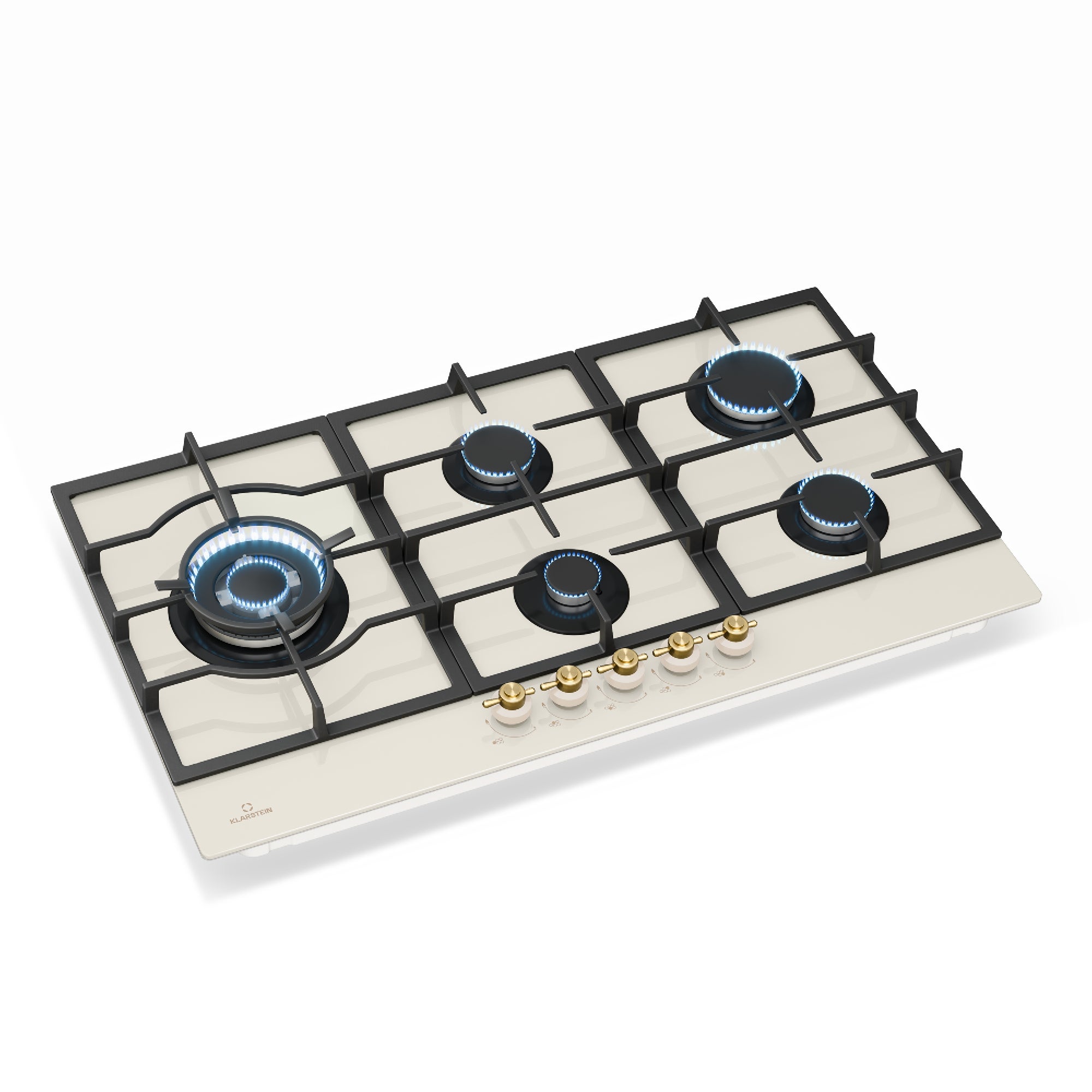 Klarstein Plaque de Cuisson Gaz Table de Cuisson 5 Brûleurs Plaque de Cuisson Encastrable 11100W Gaziniere Ivoire - 4