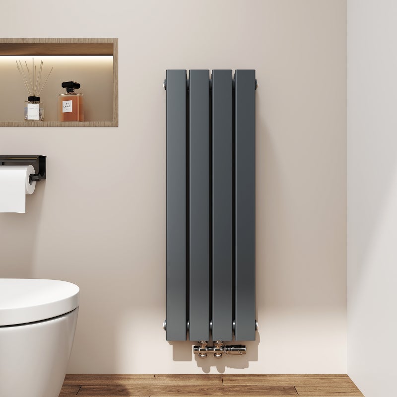 EMKE Grzejnik Stalowy Podwójny Pionowy 446W, 90x30,4 cm, 4 bar, do 6 m² – Antracytowy