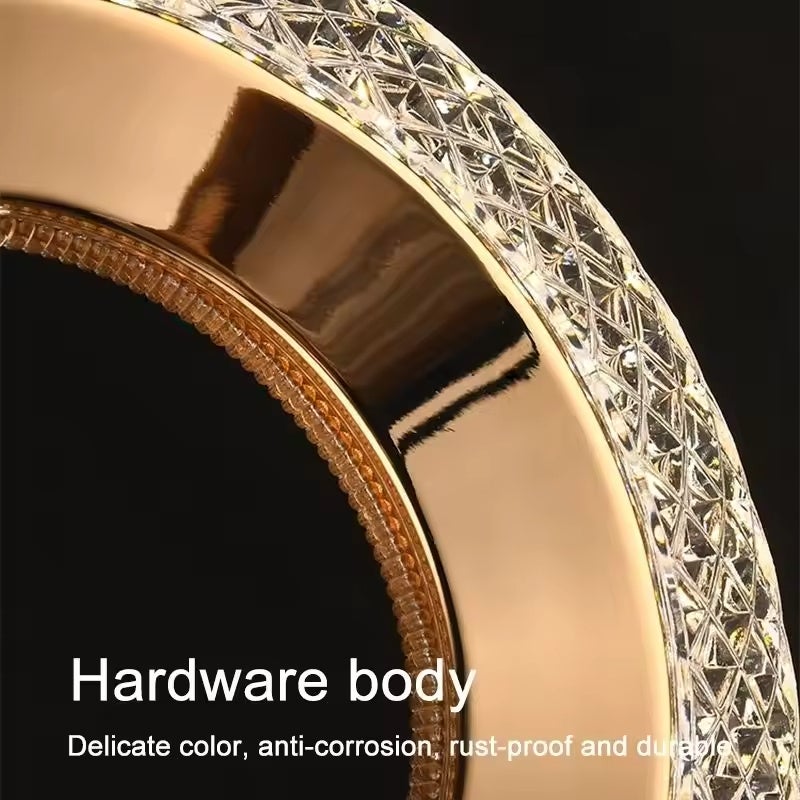 Nordic Ring Lampa wisząca LED Crystal, lampa sufitowa do wnętrz, dekoracja pokoju, do sypialni, salonu, nowoczesne żyrandole, 6500 K - 9