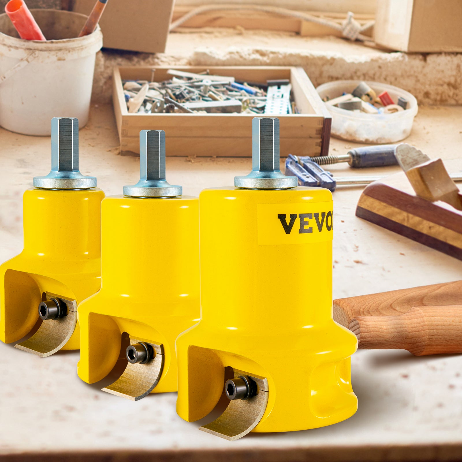 Embouts à Tenonner VEVOR 25,4 mm 38 mm et 50,8mm Tenons à Épaules Coniques en Aluminium et Acier Solide Lames Courbées Kit Démarrage pour Construction - 8
