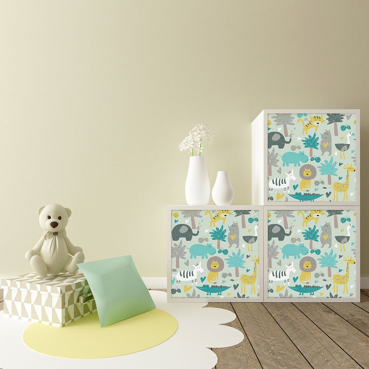 Pegatina muebles para niños animales de la sabana - adhesivo de pared - revestimiento sticker mural decorativo - 60x90cm - 3