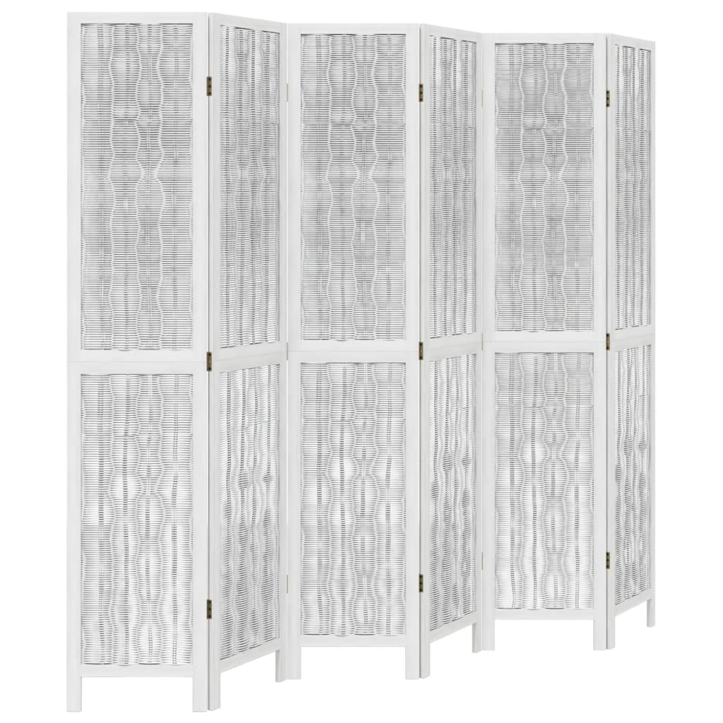 Biombo separador de 6 paneles | biombo divisor | paravientos madera maciza paulownia blanco cfw50534
