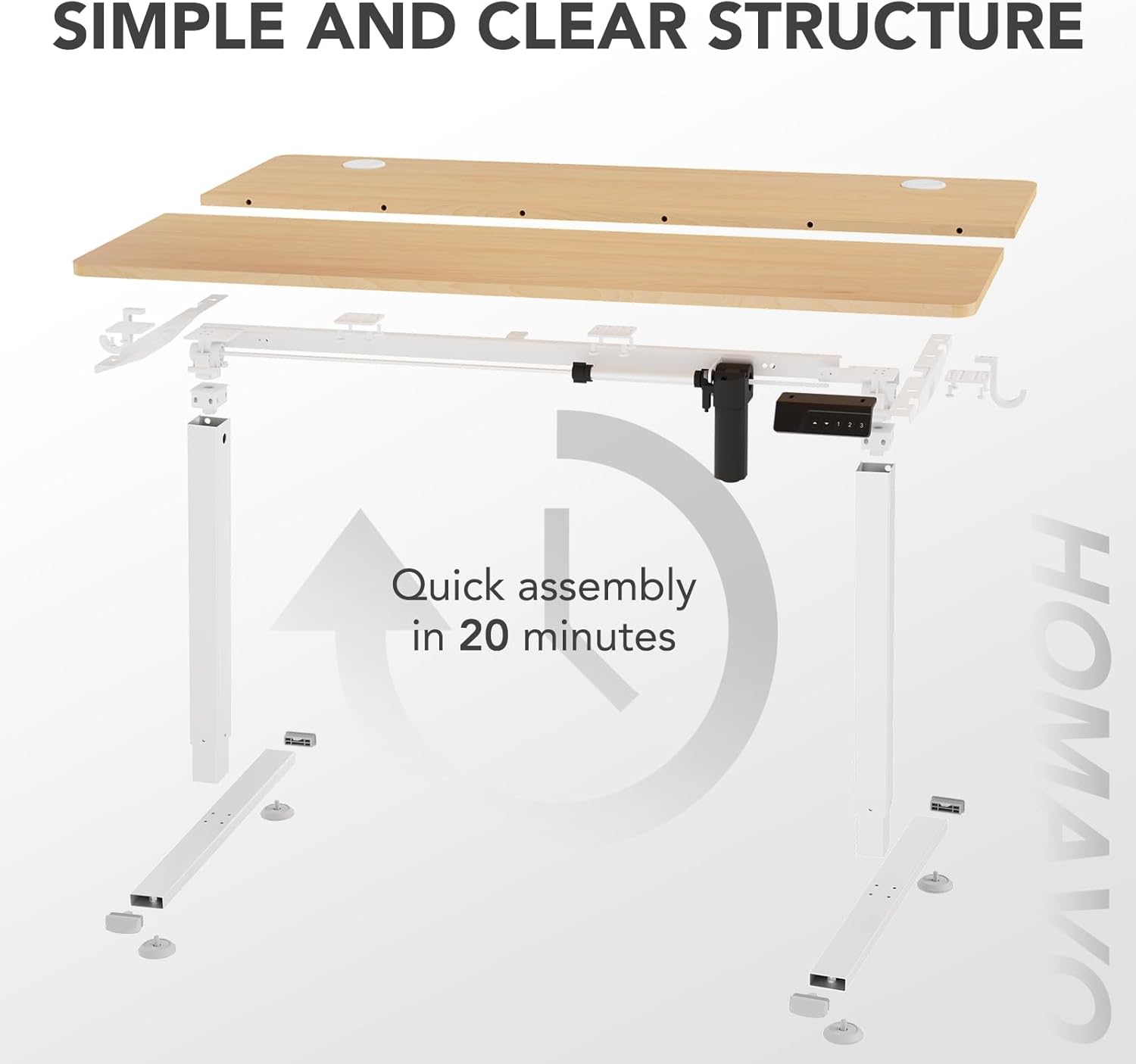 Bureau électrique réglable 80x160 cm,Hauteur 70-117 cm, Fonction mémoire, Rebond en cas de résistance, Mode économie d'énergie - 10