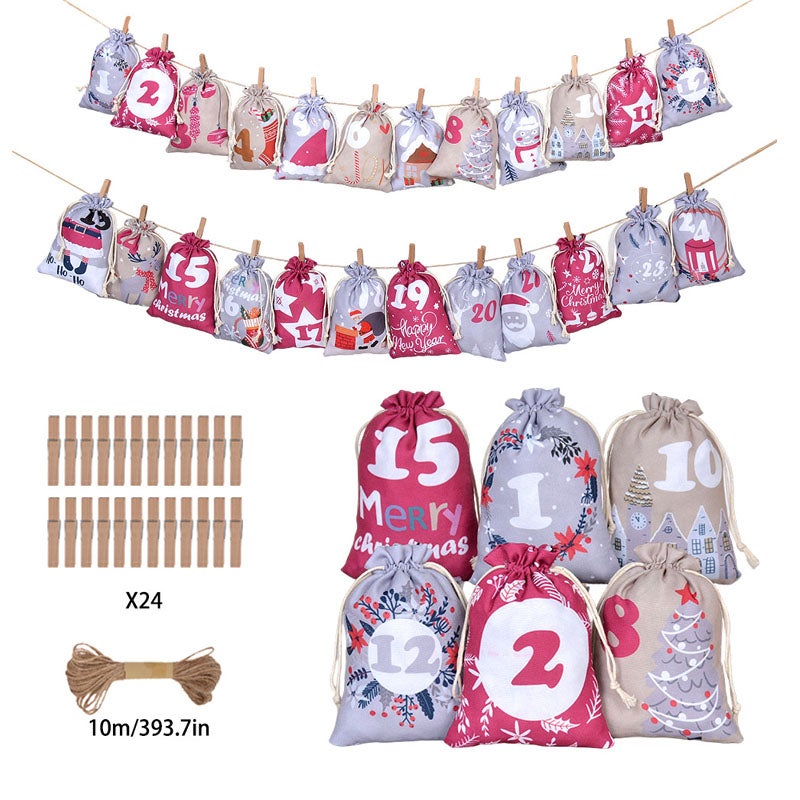Calendrier De L'Avent à Remplir Village De Noël - 24 Boîtes En Carton à Assembler - Personnalisable