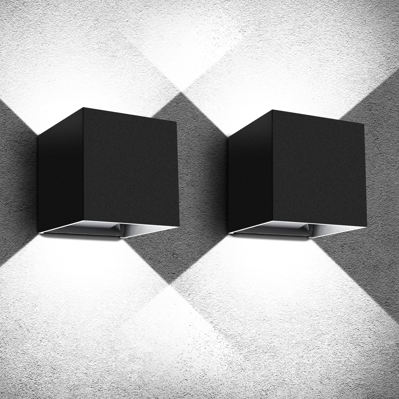 2 sztuki 12W wysokie i niskie zewnętrzne lampy ścienne 6500K nowoczesny ledowy kinkiet IP65 wodoodporny na werandę / patio