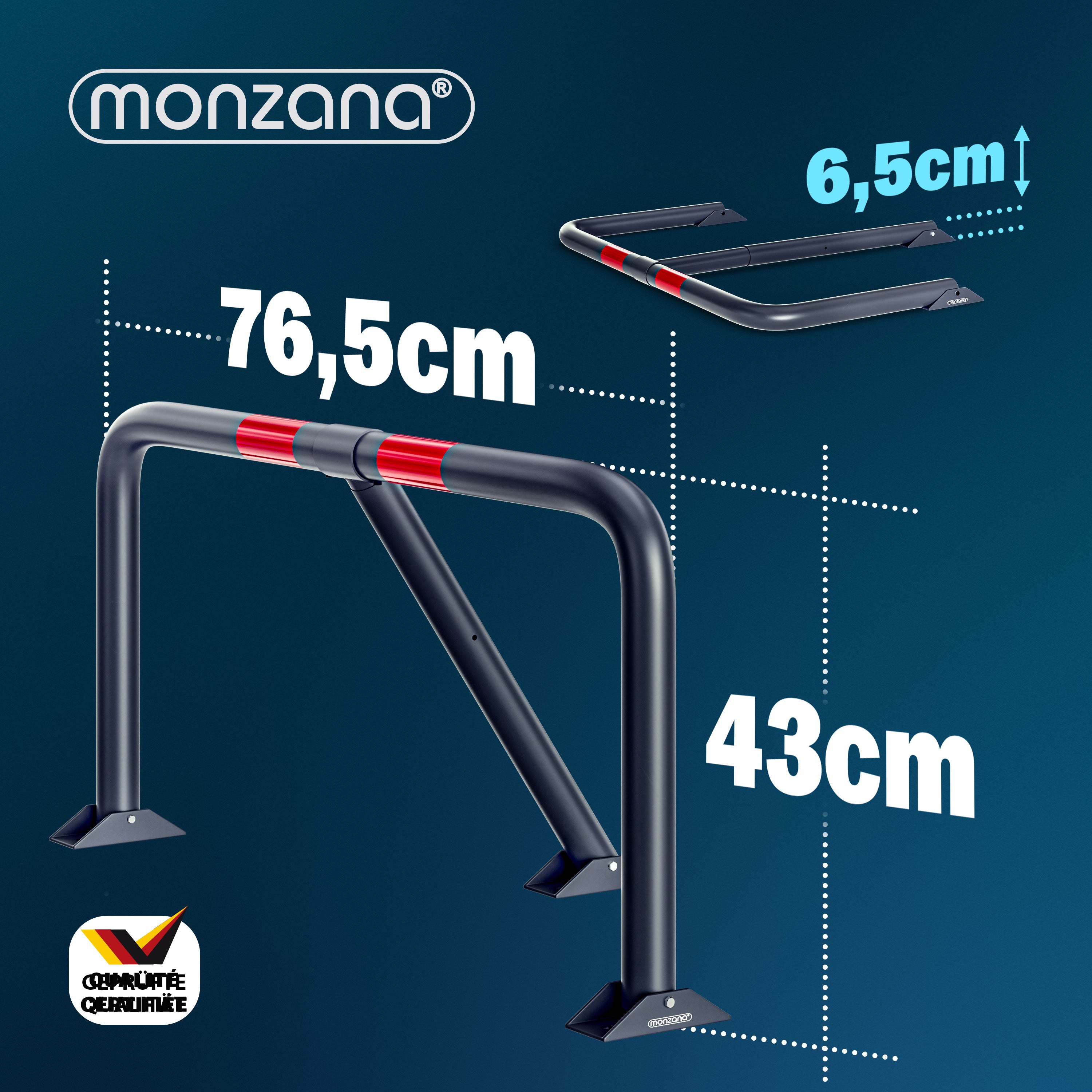 Barrière de parking rabattable 80x47x44 cm Barrière de stationnement avec cadenas 3 clés Arceau de parking - 2