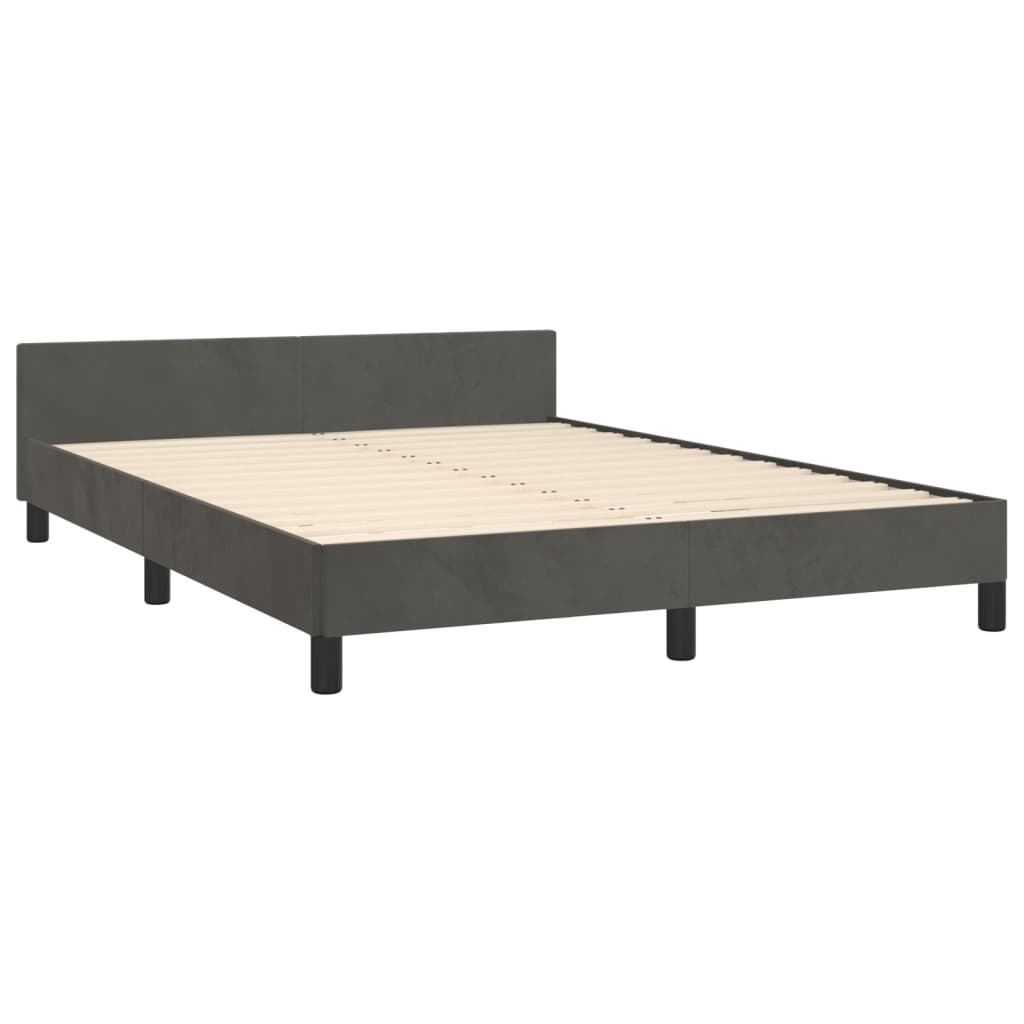 Cadre de lit sans matelas gris foncé 140 x 200 cm velours - 5