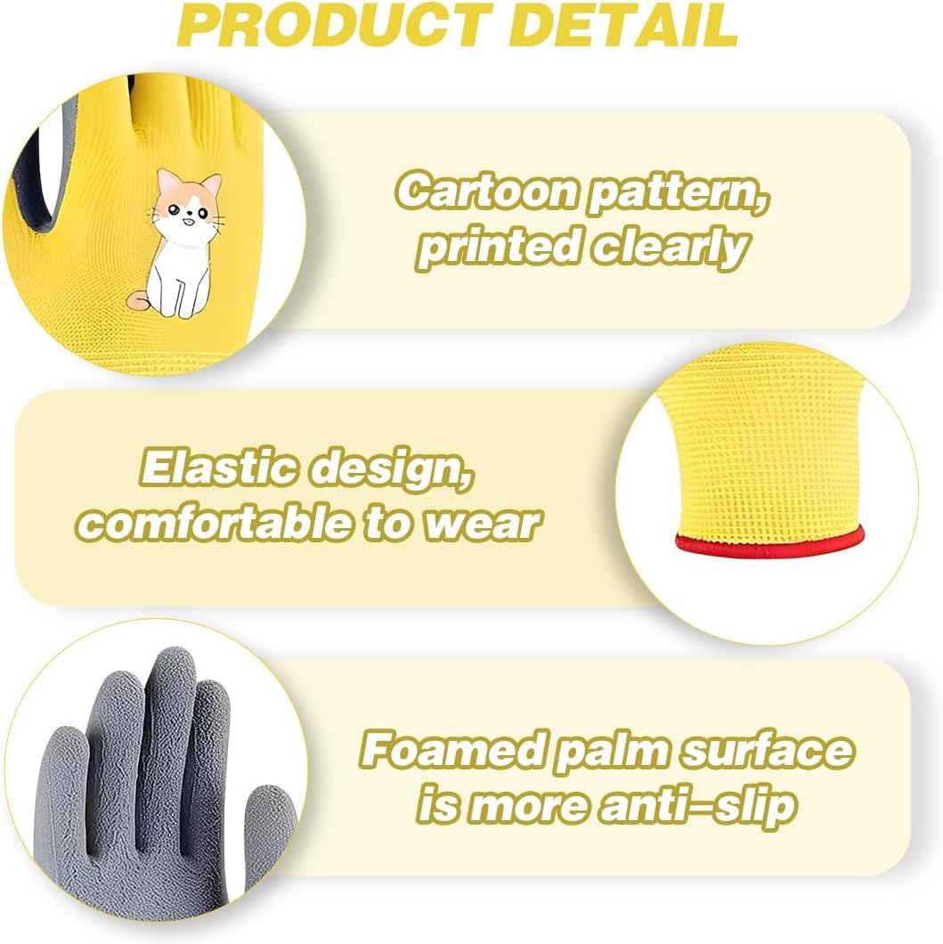 Gant Jardinage Enfant, 1 Paires de Gants de Travail, Paume en Caoutchouc Une Résistance à L'eau et à La Saleté, Pour Travaux Ménagers Quotidiens, Pein - 3